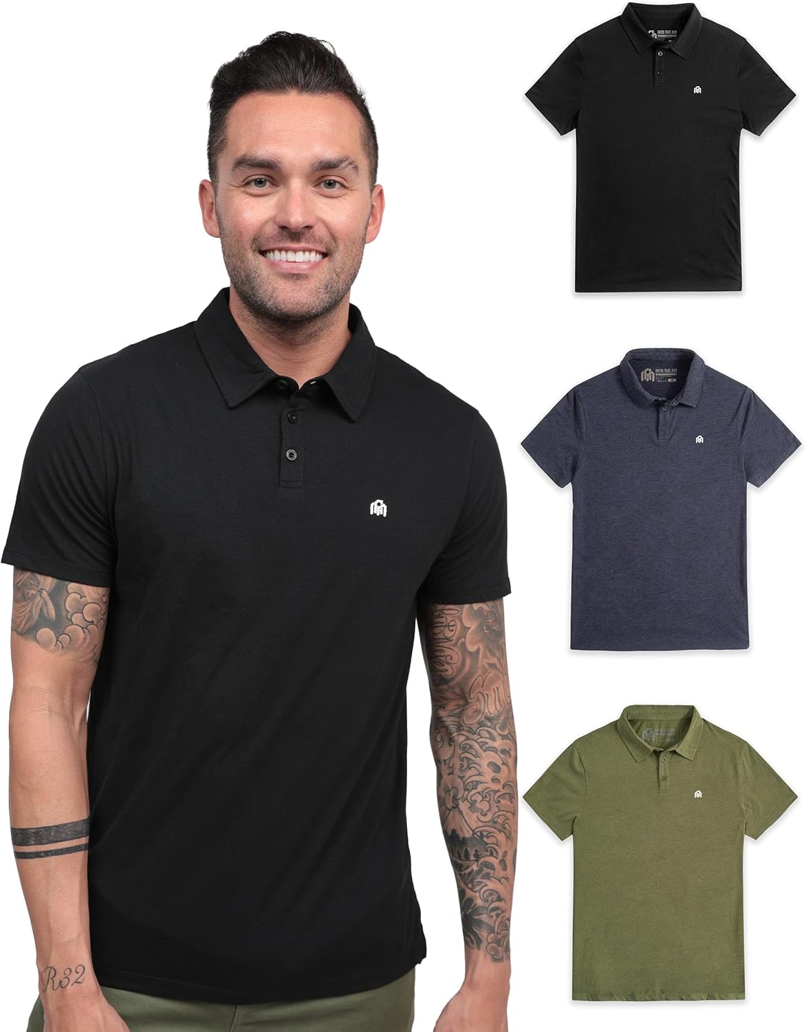 INTO THE AM Slim Fit Polo Shirts for Men - Stylish Comfort