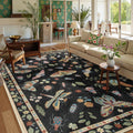 Lahome Insect 5x7 Area Rug - Soft Washable Black Accent Rug