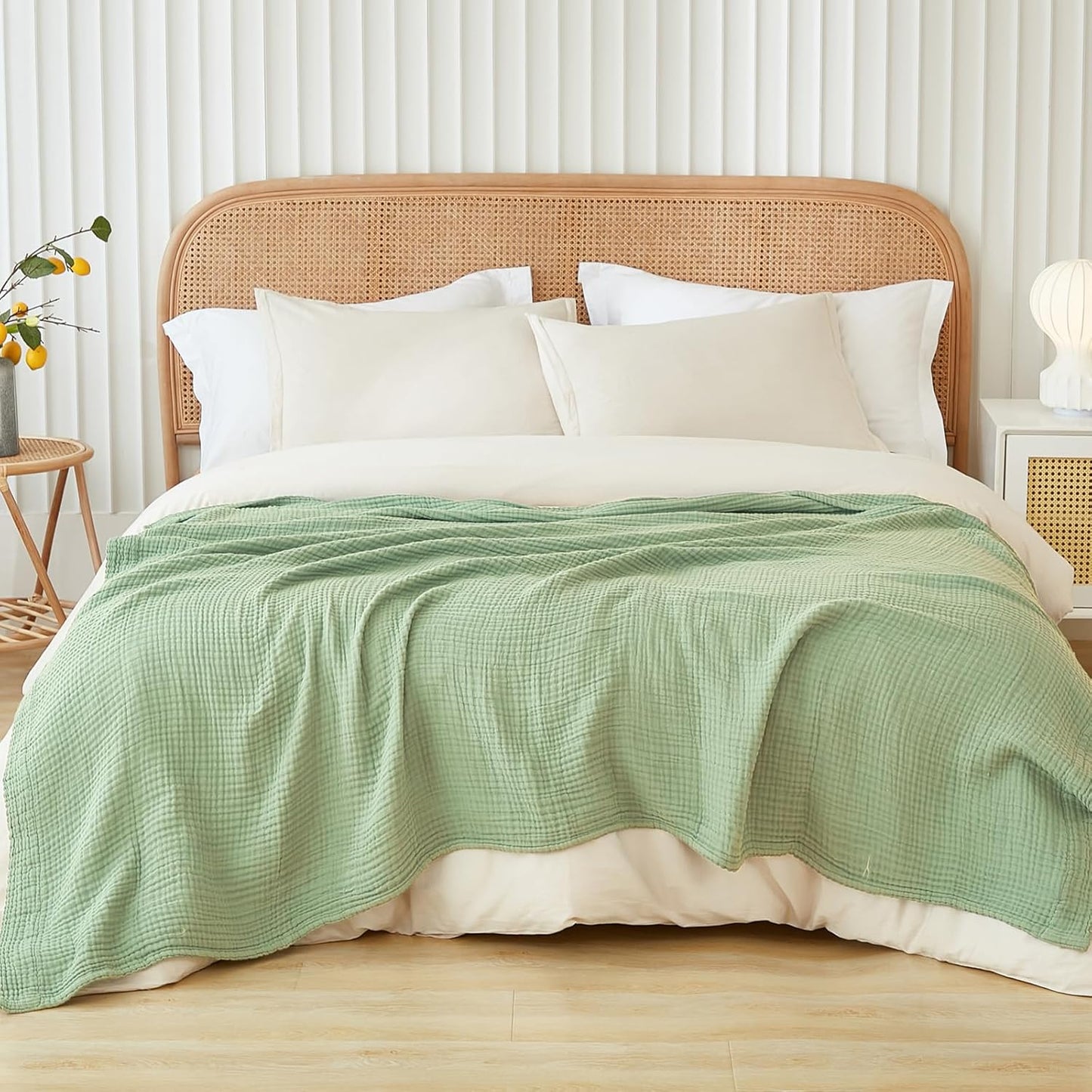 EMME Cotton Blanket Queen Size Soft Lightweight Muslin Bedspread