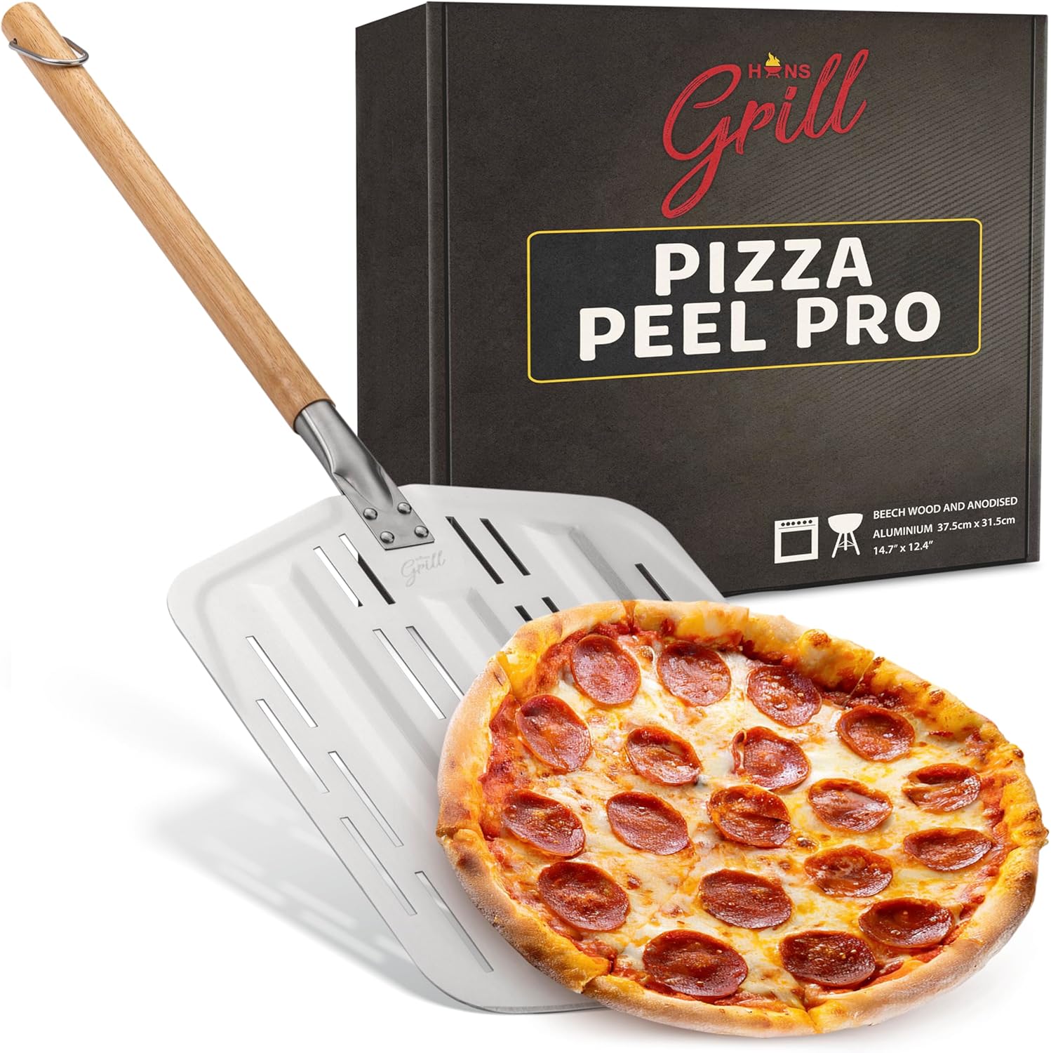 Professional Perforated Pizza Peel for XL Pizzas by Hans Grill