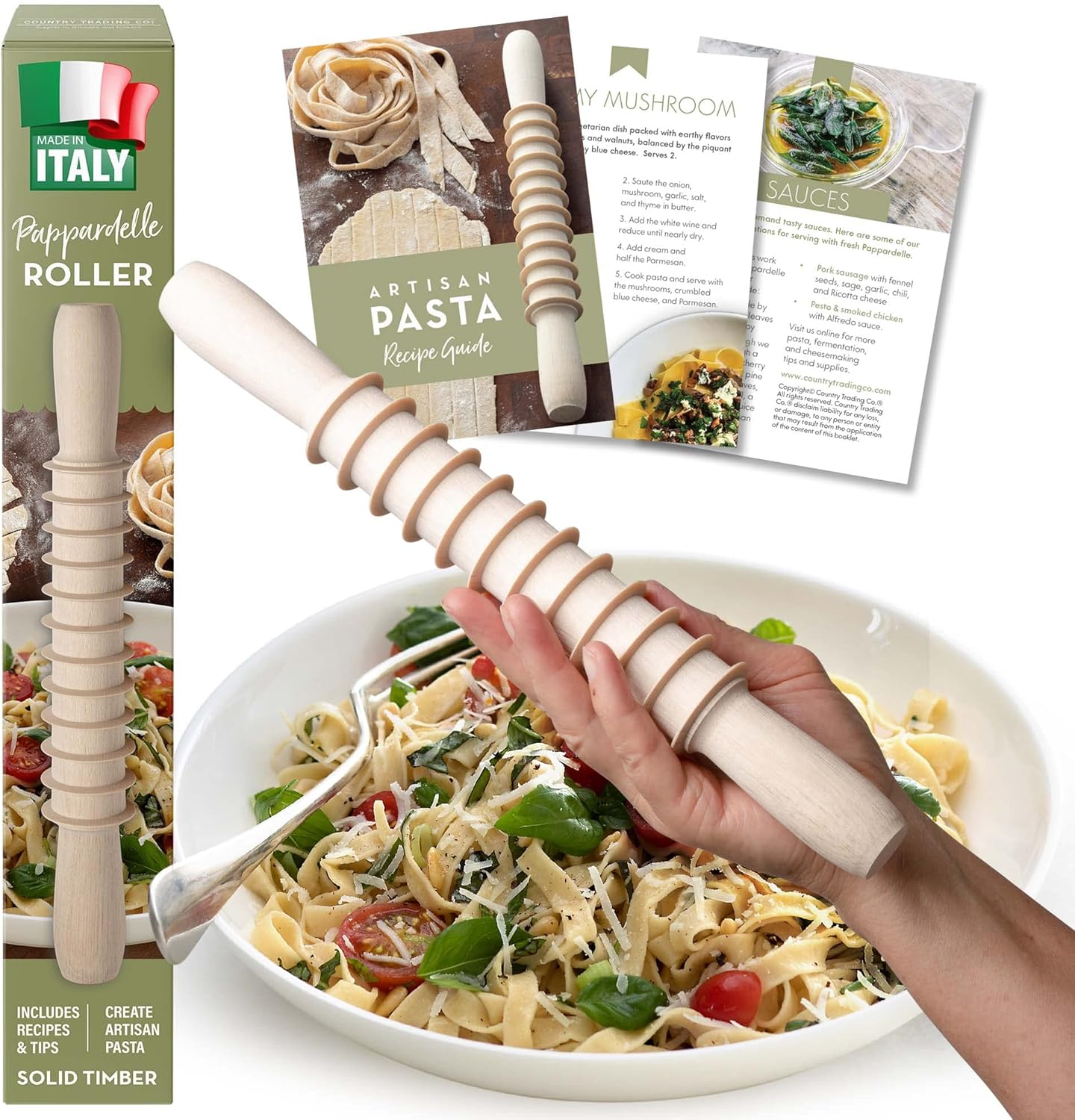 Italian-Made Wooden Pappardelle Pasta Cutter - Authentic Recipes
