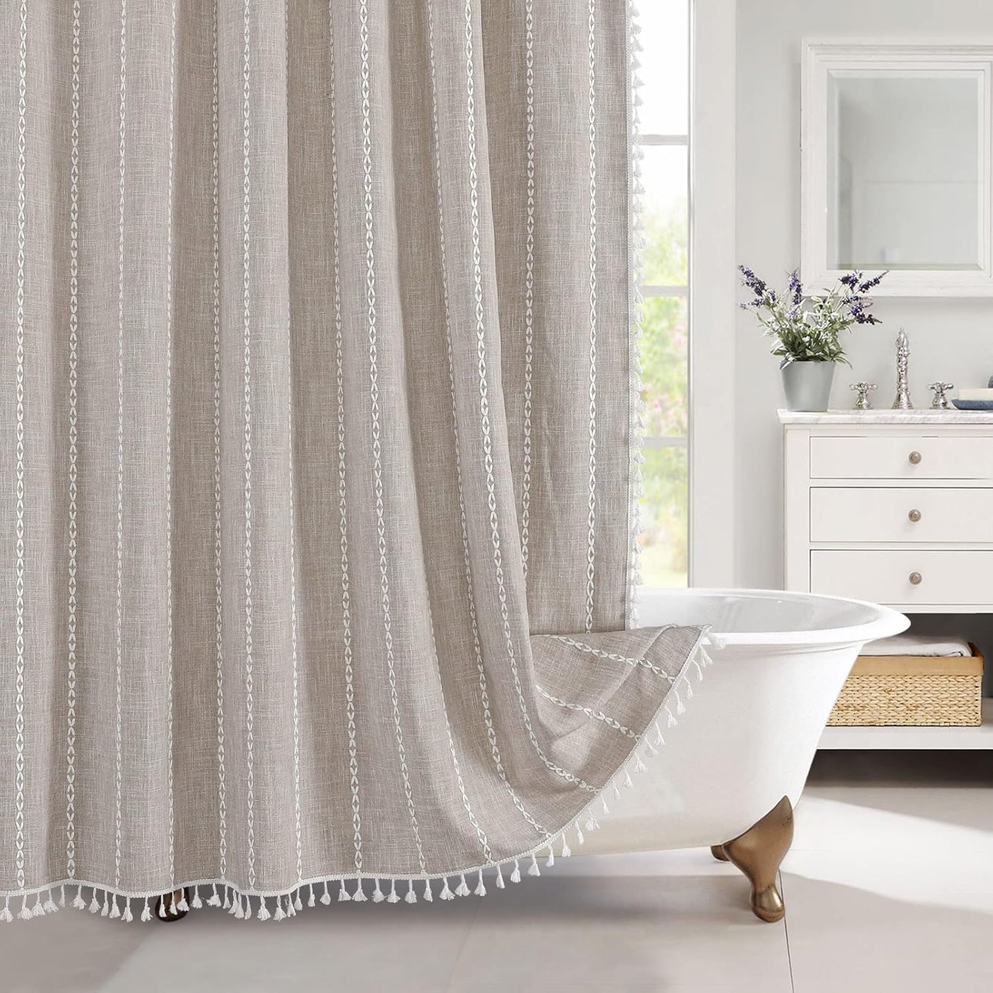 MitoVilla Extra Long Boho Shower Curtain 72 x 84 for Farmhouse