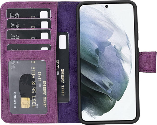 Genuine Premium Leather Handmade Wallet Case for Samsung S24