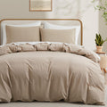 LOVQUE Bedding Duvet Cover Queen Size - Soft Washed Cotton Linen Grey