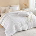 Litanika Super King Comforter White Tufted Boho Comforter Set