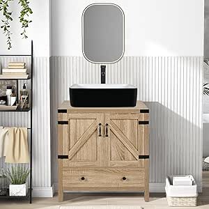 Puluomis 28 inch Bathroom Vanity with Ceramic Vessel Sink Top