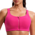 CRZ YOGA Womens Zip Front High Impact Sports Bra - Supportive Fit hook