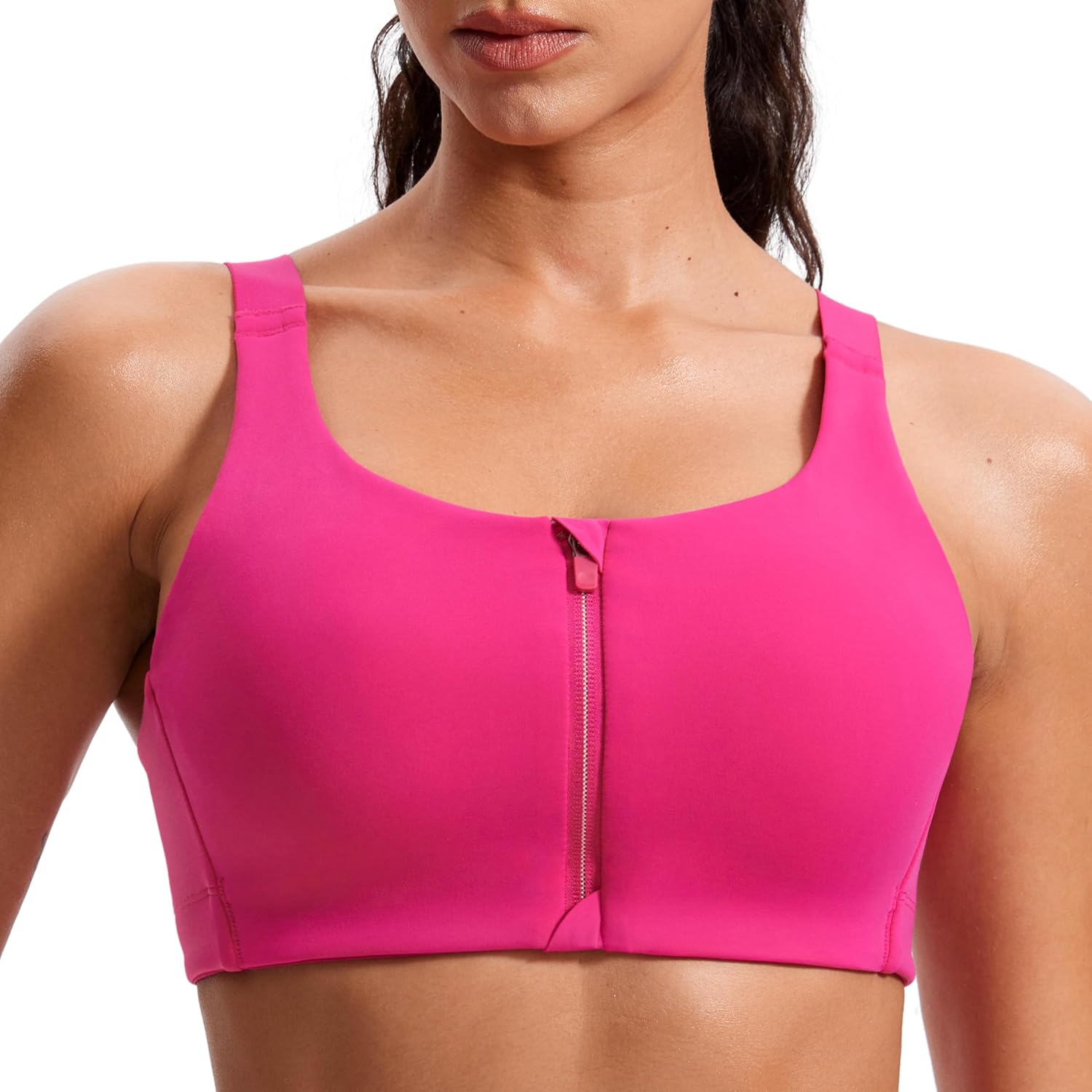 CRZ YOGA Womens Zip Front High Impact Sports Bra Review