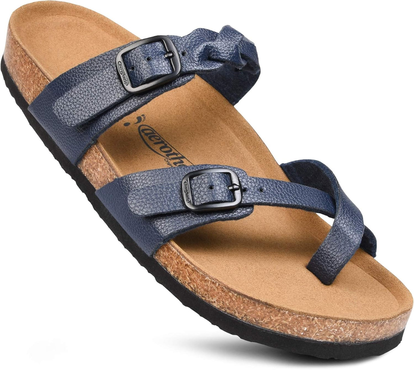 AEROTHOTIC Womens Strappy Slip-On Sandals with Arch Support