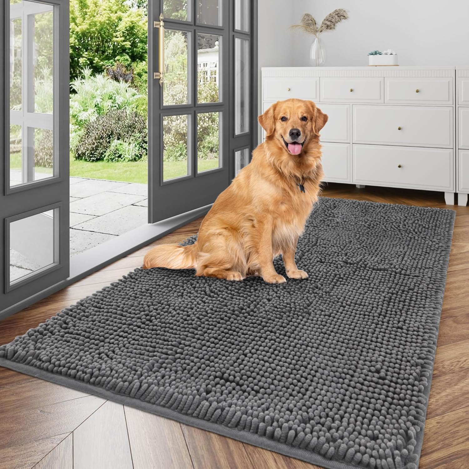 Ultra Absorbent Dog Door Mat for Muddy Paws, 48in x 24in