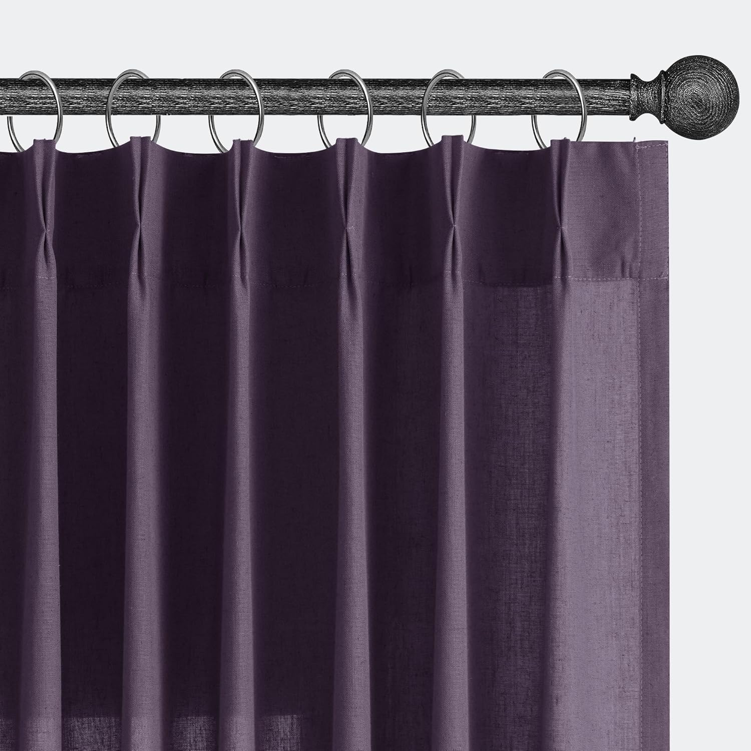 Plum Pinch Pleated Linen Curtains for Elegant Living Spaces