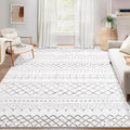 Area Rug 6x9 Dark Grey - Washable Boho Moroccan Geometric Rug