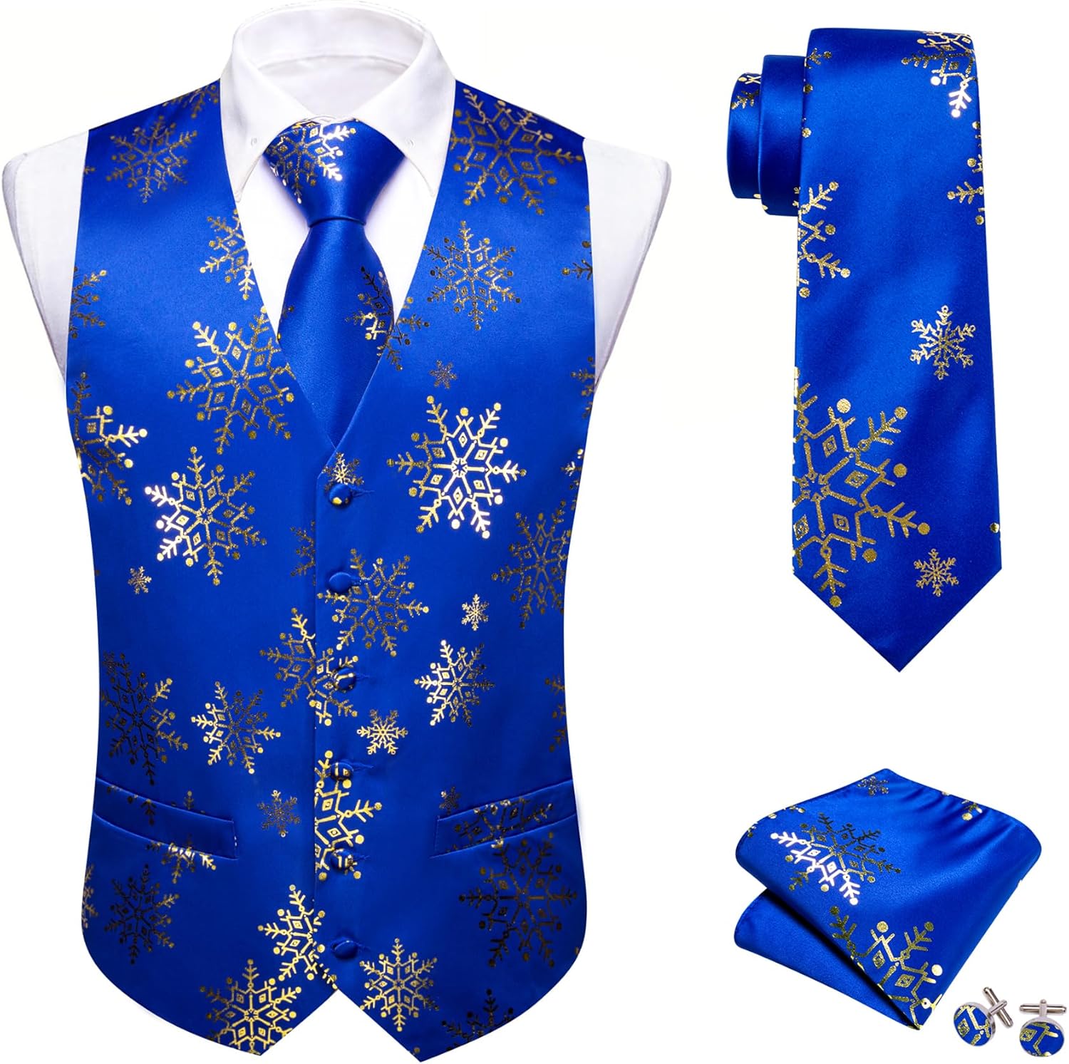 Barry.Wang Men Christmas Vest Set for Holiday Celebrations