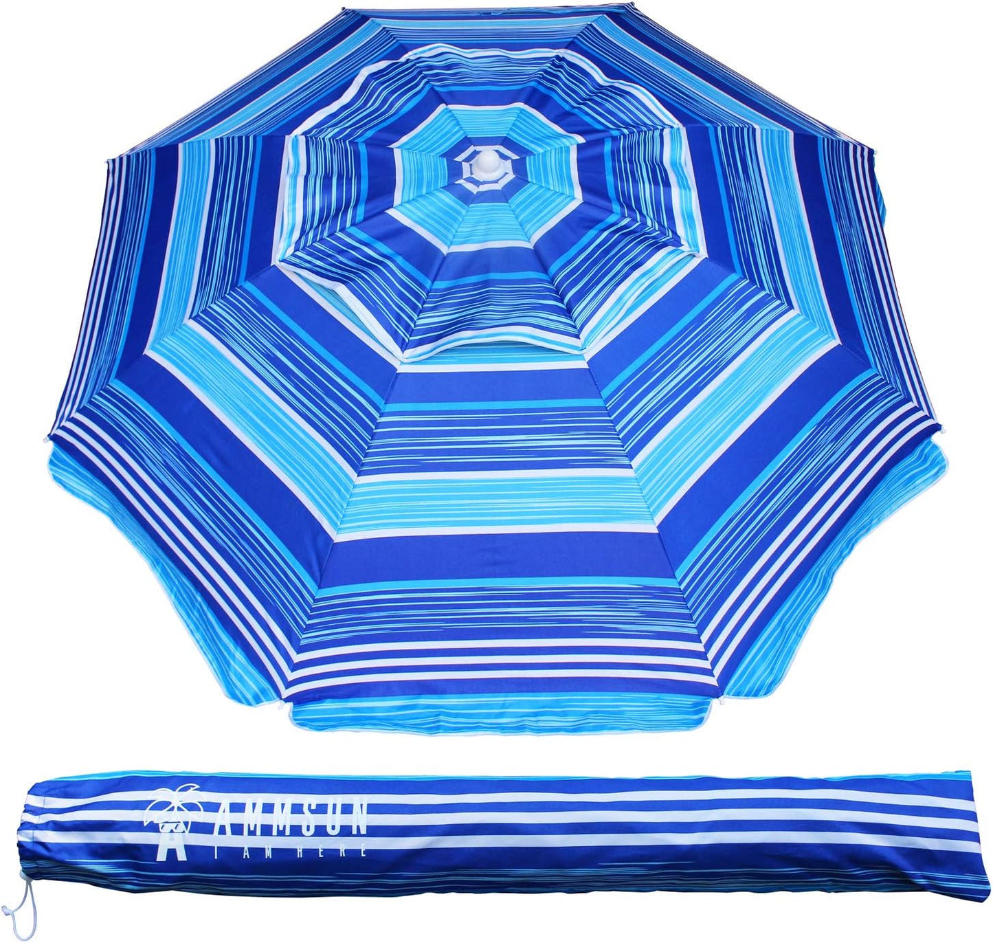 AMMSUN 6.5 ft Heavy Duty Beach Umbrella with UV 50+ Protection