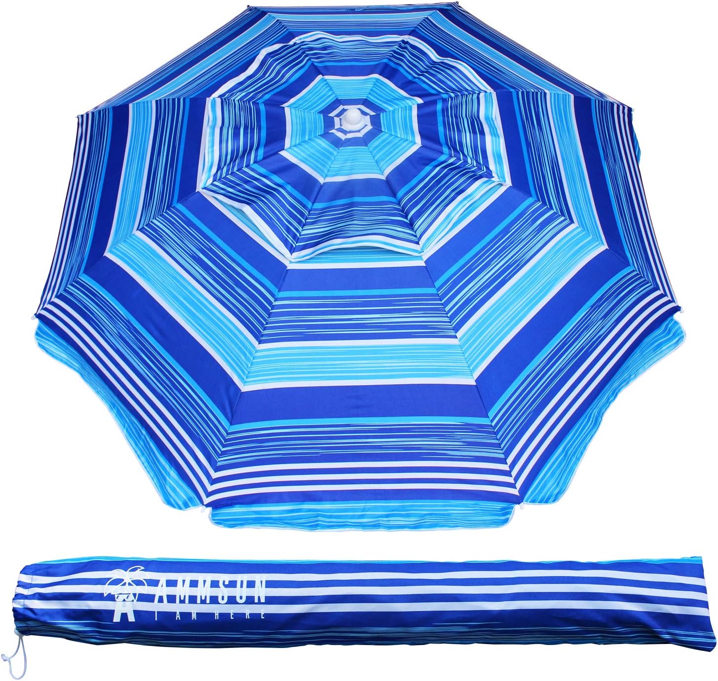 AMMSUN 6.5 ft Heavy Duty Beach Umbrella with UV 50+ Protection