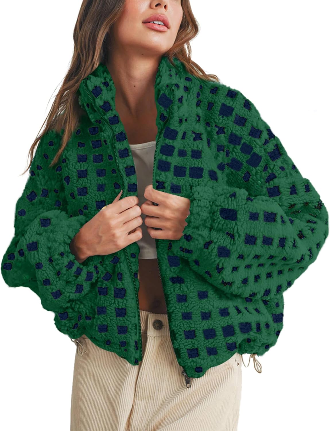 Esmeling Womens Long Sleeve Cropped Sherpa Fleece Jacket Review