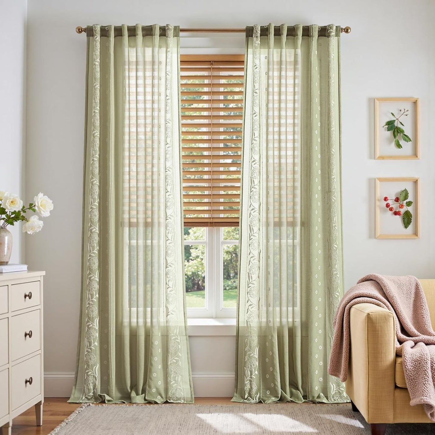 Winslow Sheer Curtains 96 Inch for Bedroom and Living Room