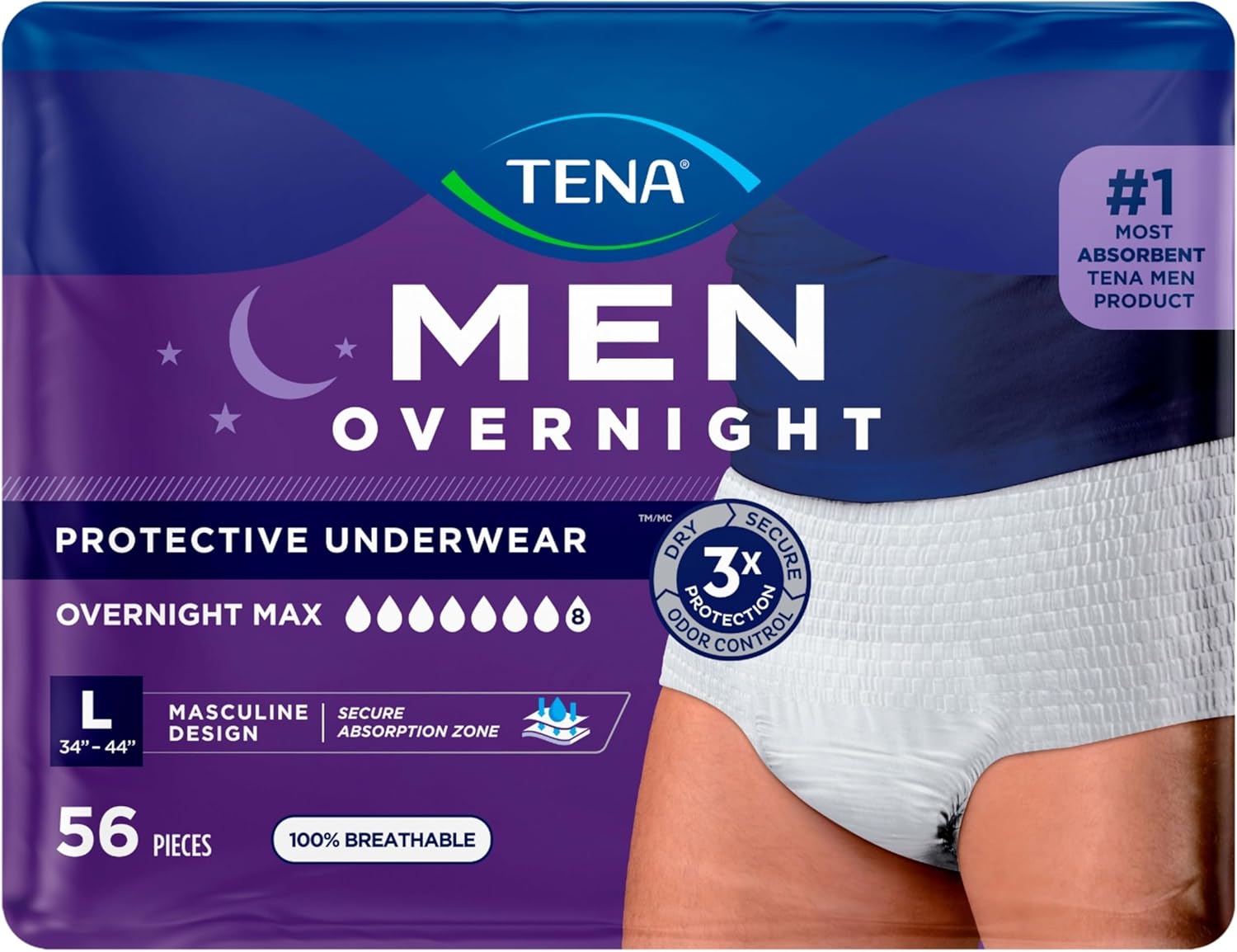 TENA Men Protective Incontinence Underwear for Worry-Free Nights