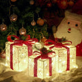 Christmas Lighted Gift Boxes Set of 3 - Battery Operated Warm White