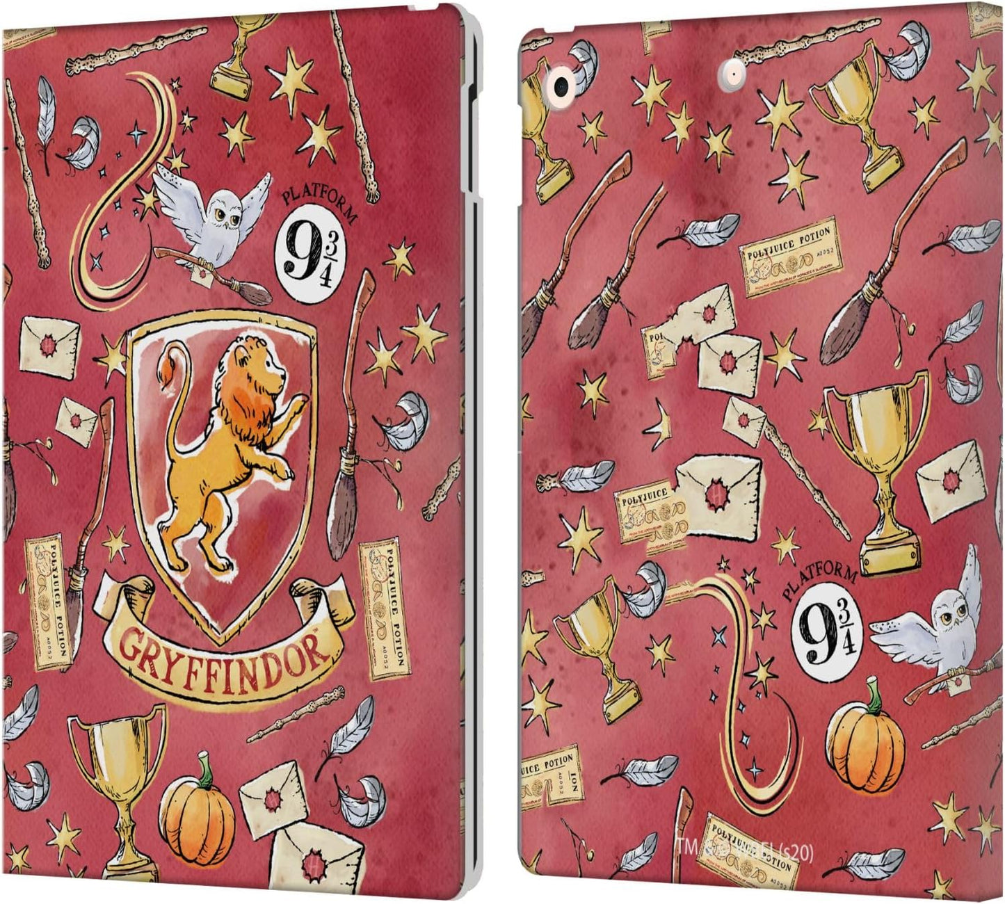 Harry Potter Gryffindor Pattern Leather Wallet Case for iPad