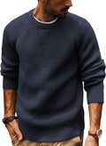 Mens Waffle Crewneck Sweater Raglan Sleeve Knitwear - Comfortable Fit