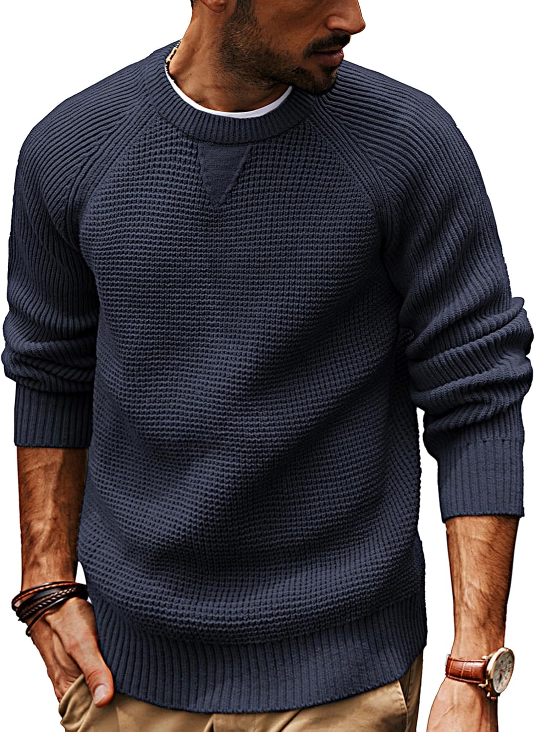 Stylish Waffle Knitted Pullover Sweater for Men by PJ PAUL JONES