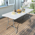 Foldable Table 6ft Plastic Folding Table - Portable Heavy Duty Dining