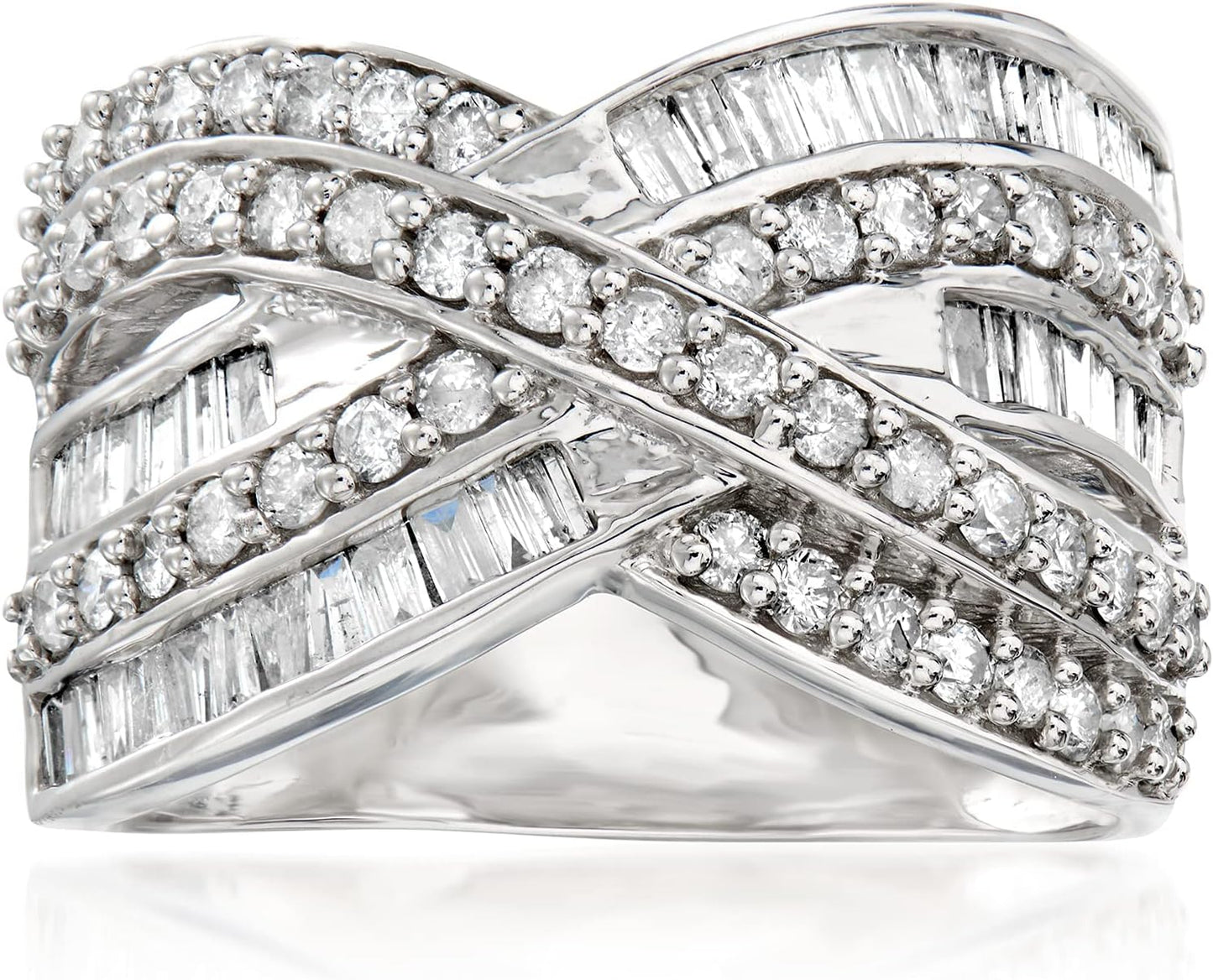 Stunning 1.25 ct. t.w. Baguette and Round Diamond Highway Ring