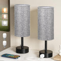 Fenmzee Grey Bedside Table Lamps Set of 2 with AC Outlet
