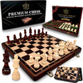 Magnetic Wooden Chess Board Game Set 15 in - Foldable Travel Board