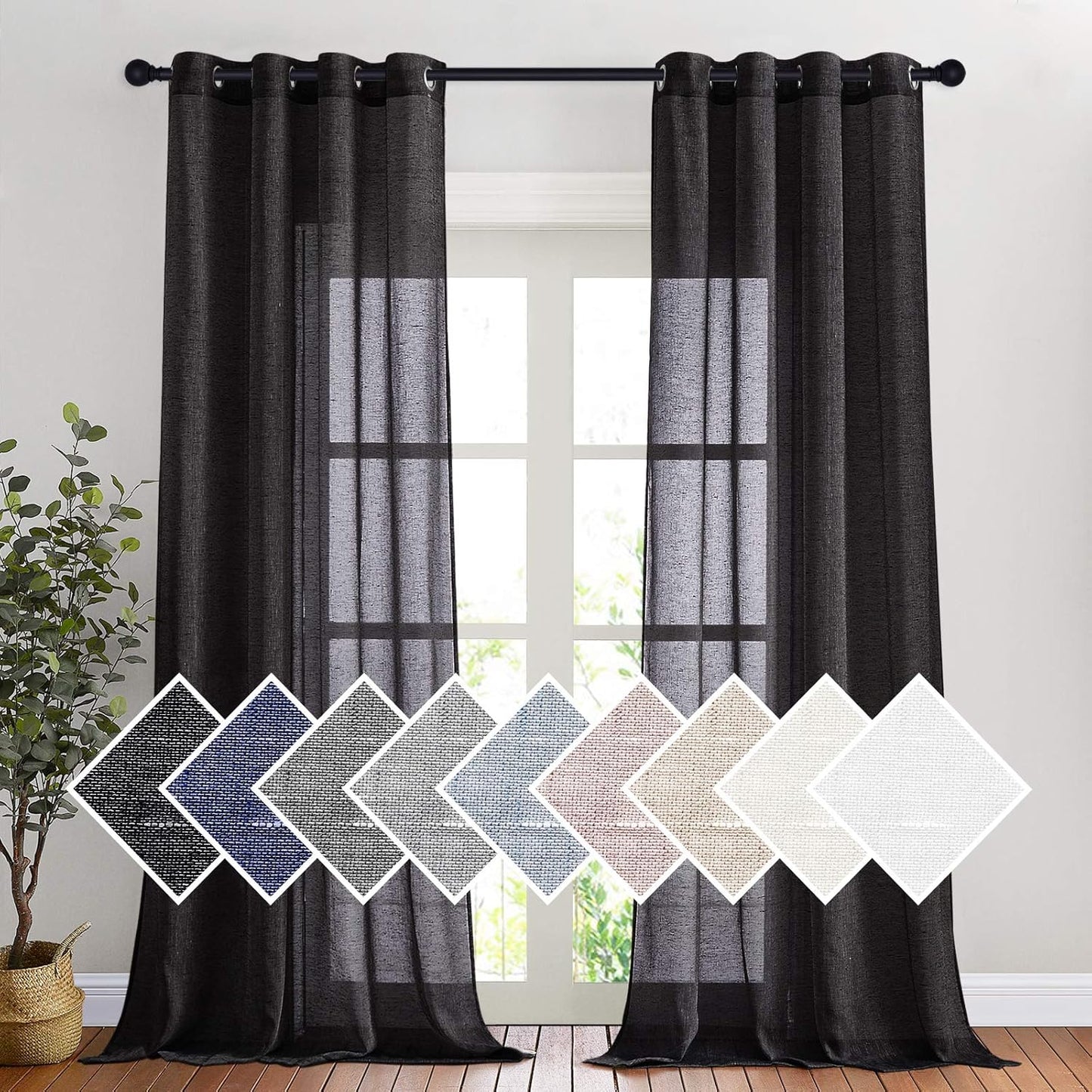 NICETOWN Linen Textured Sheer Curtains for Chic Window Treatment