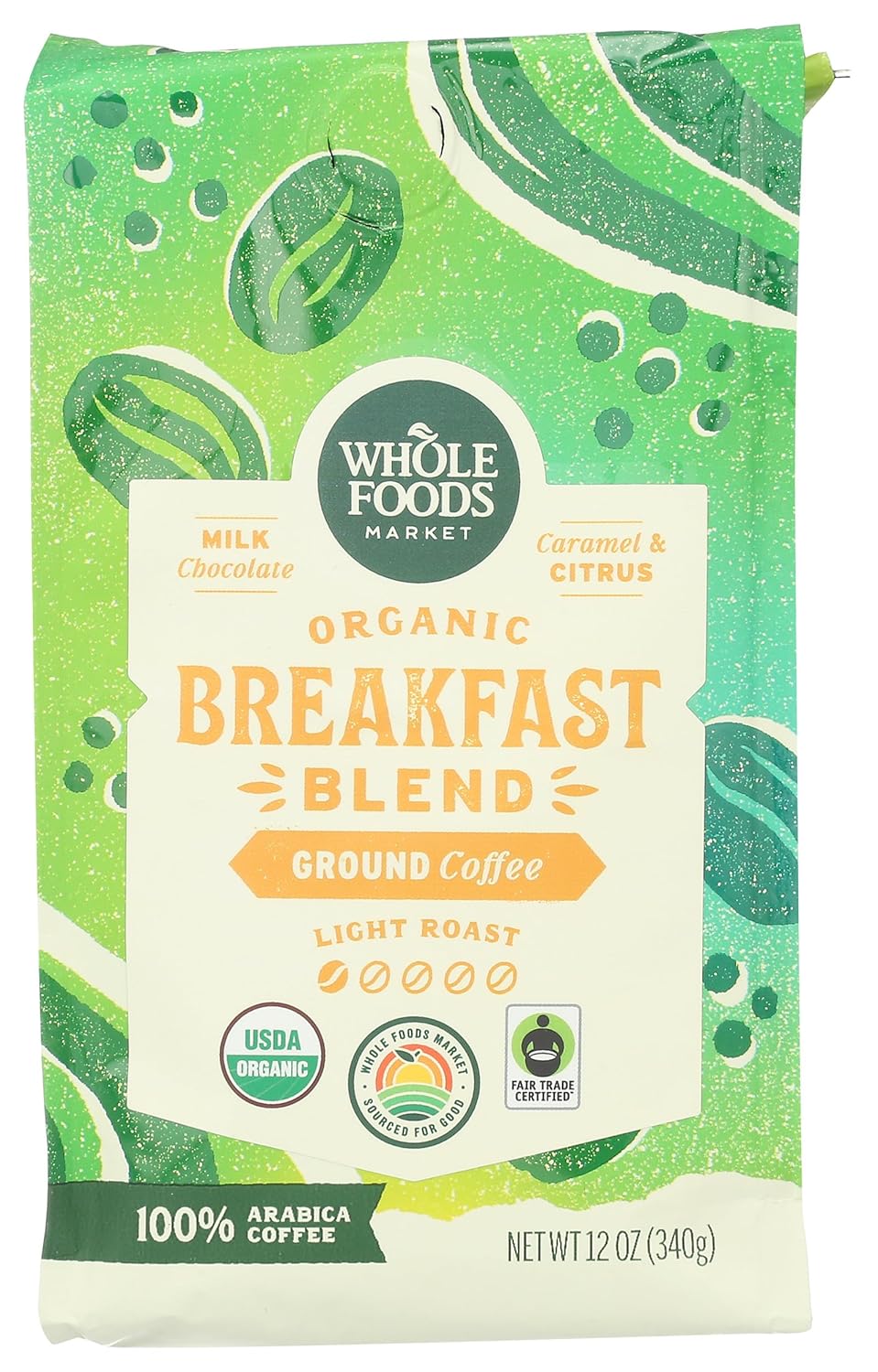 Organic Breakfast Blend Ground Coffee - Milk Chocolate, Caramel & Citrus