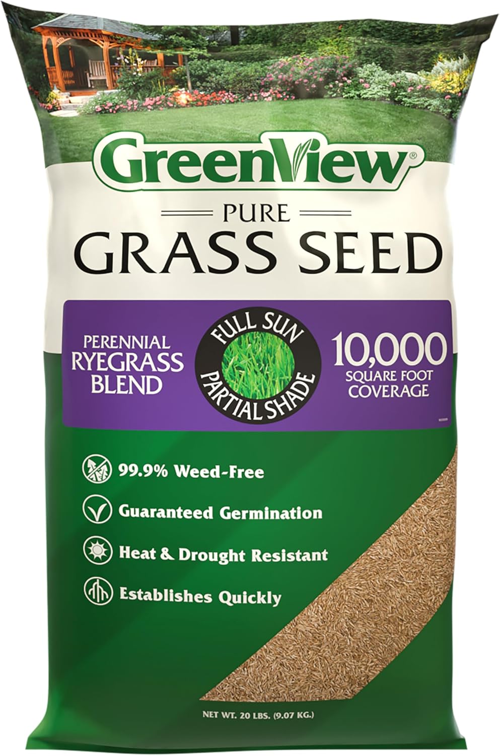 GreenView Pure Grass Seed Perennial Ryegrass Blend for Lush Lawns
