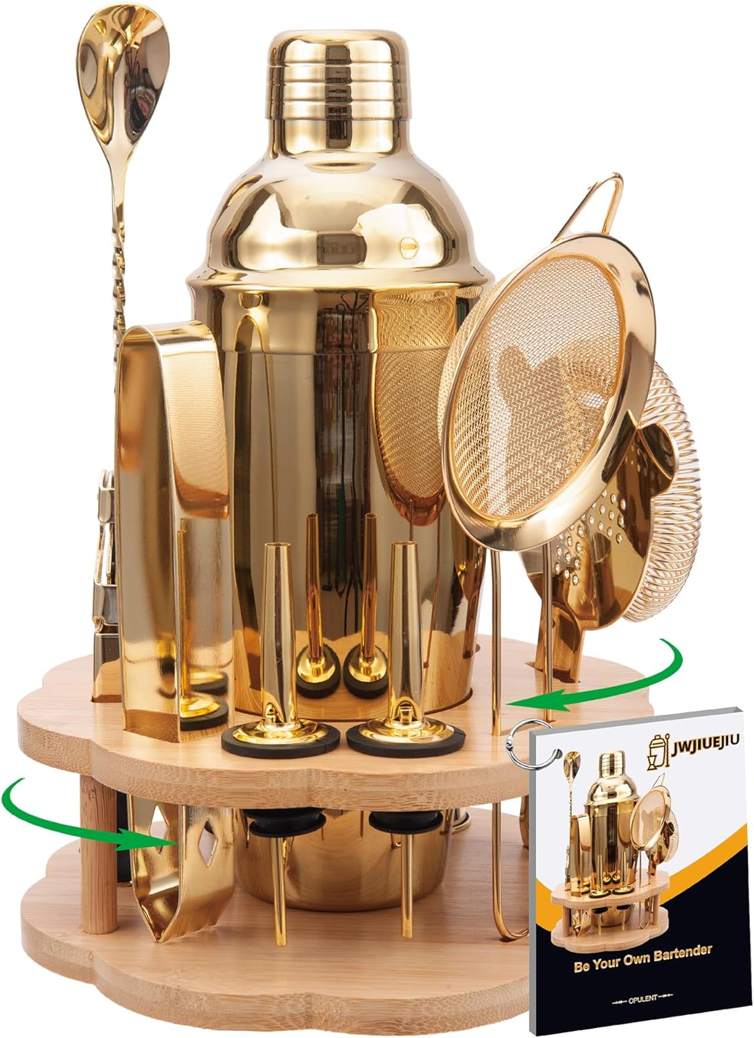 Gold Bar Tools Set with Rotating Stand - Mix Like a Pro!