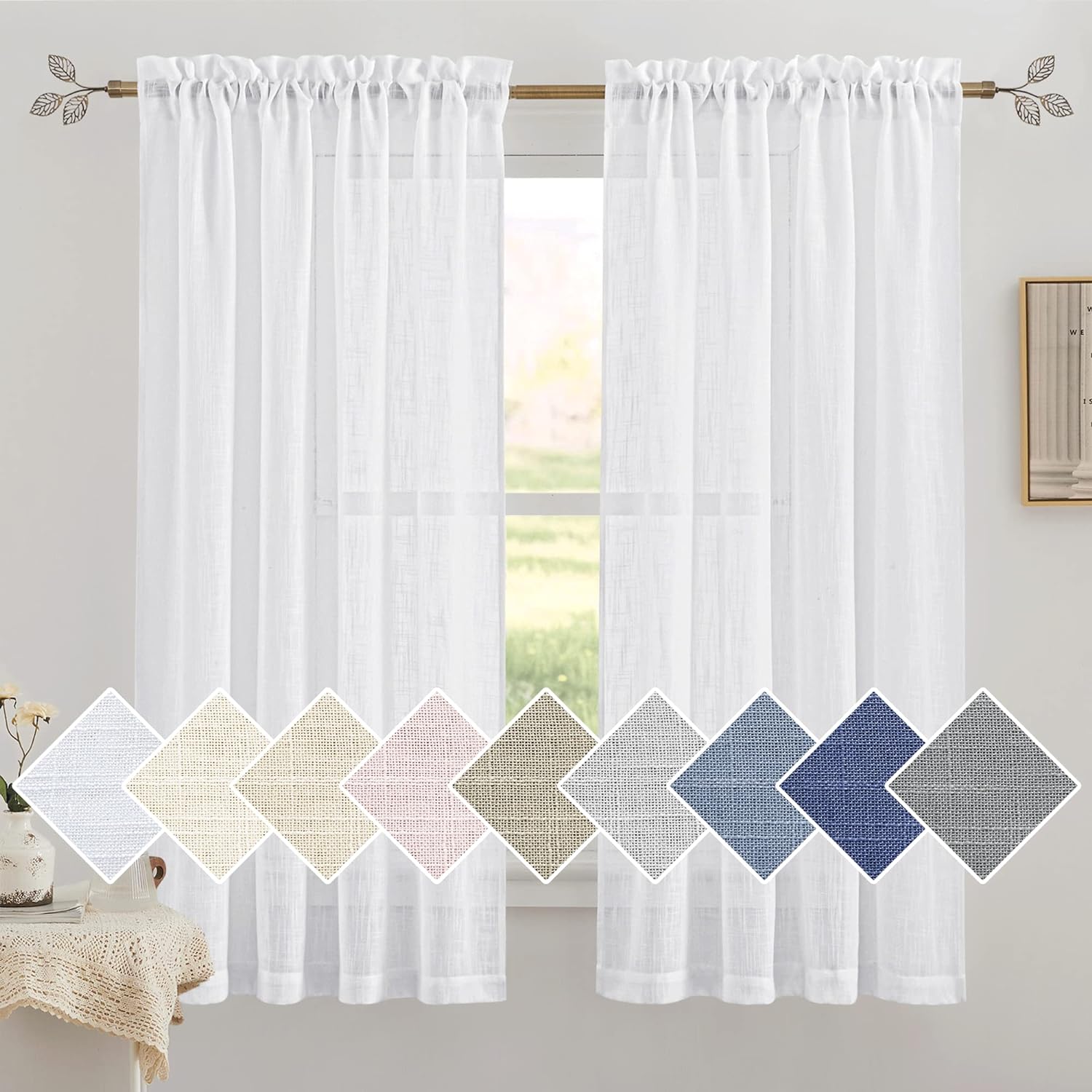 RYB HOME Sheer Linen Curtains - Light & Airy Panels