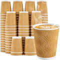 SIUQ 8 oz Coffee Cups - Insulated Ripple Wall 150 Pack