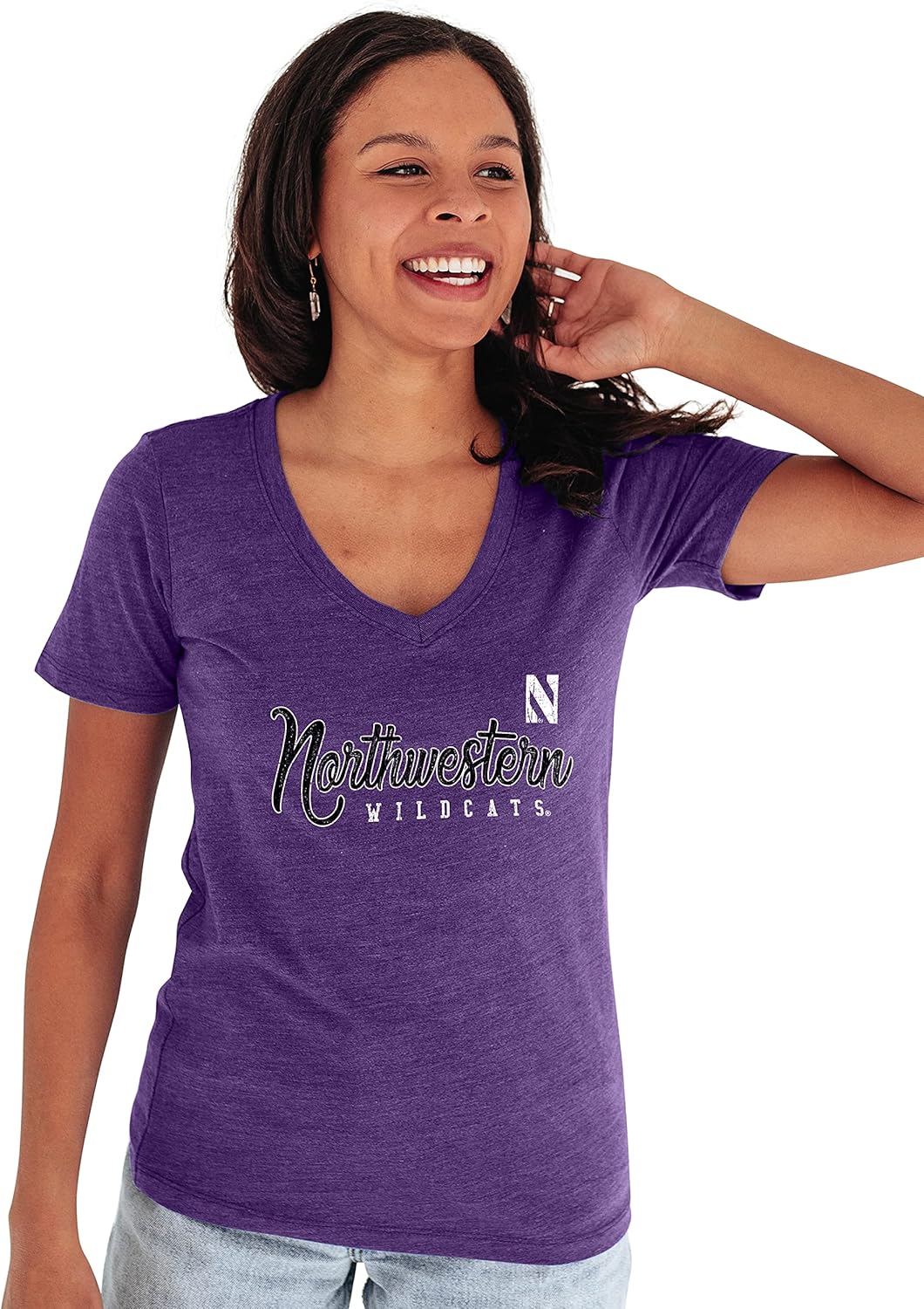 Northwestern Wildcats Women's Premium V-Neck Tri Blend T Shirt