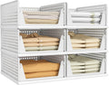 Pinkpum 6 Pack Closet Organizers Storage Box - Stackable Drawer Bins