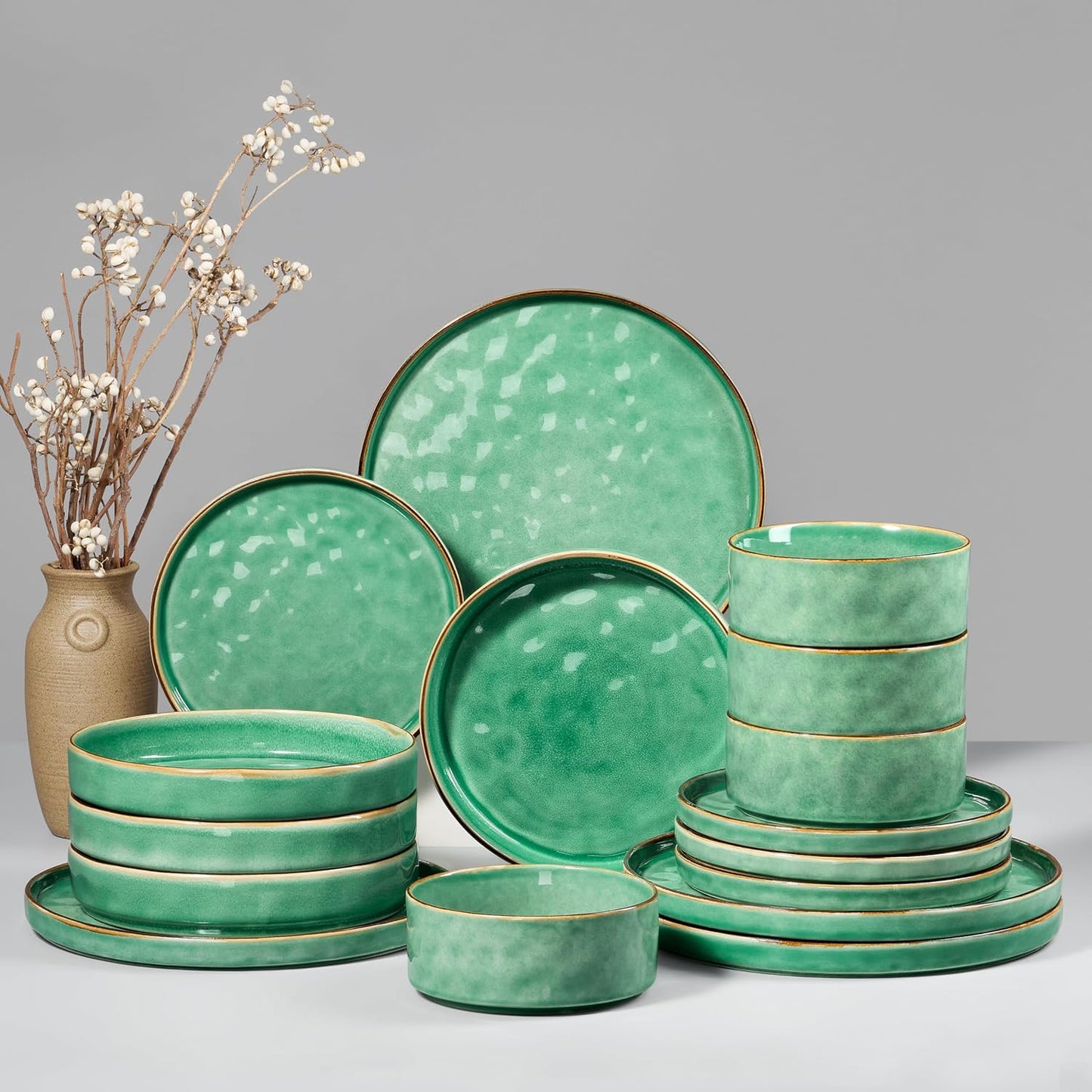 HaWare Dinnerware Sets - 16-Piece Stoneware Dish Set for 4
