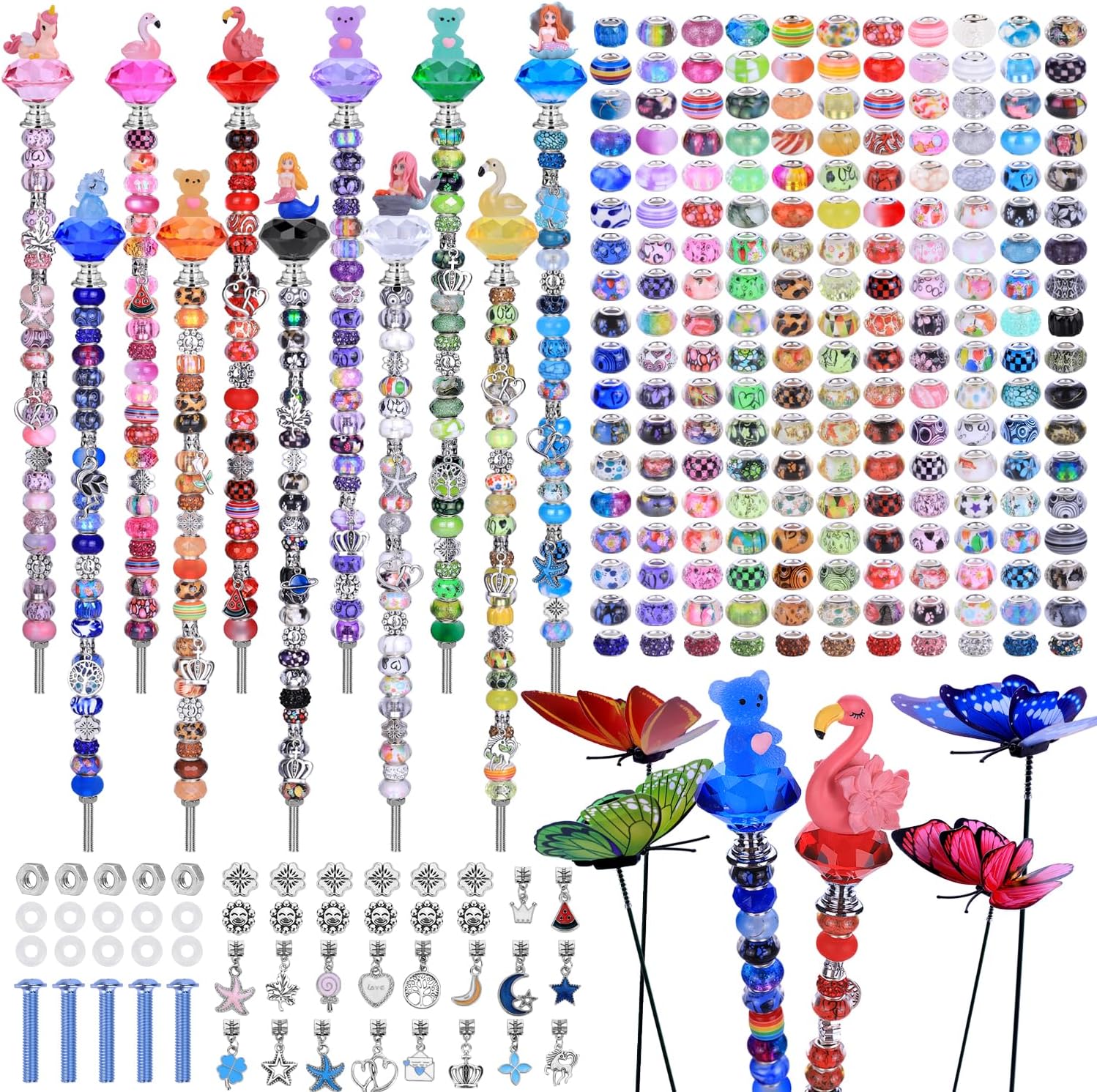 DIY Fairy Wand Garden Stakes Kit with Colorful Beads and Crystals