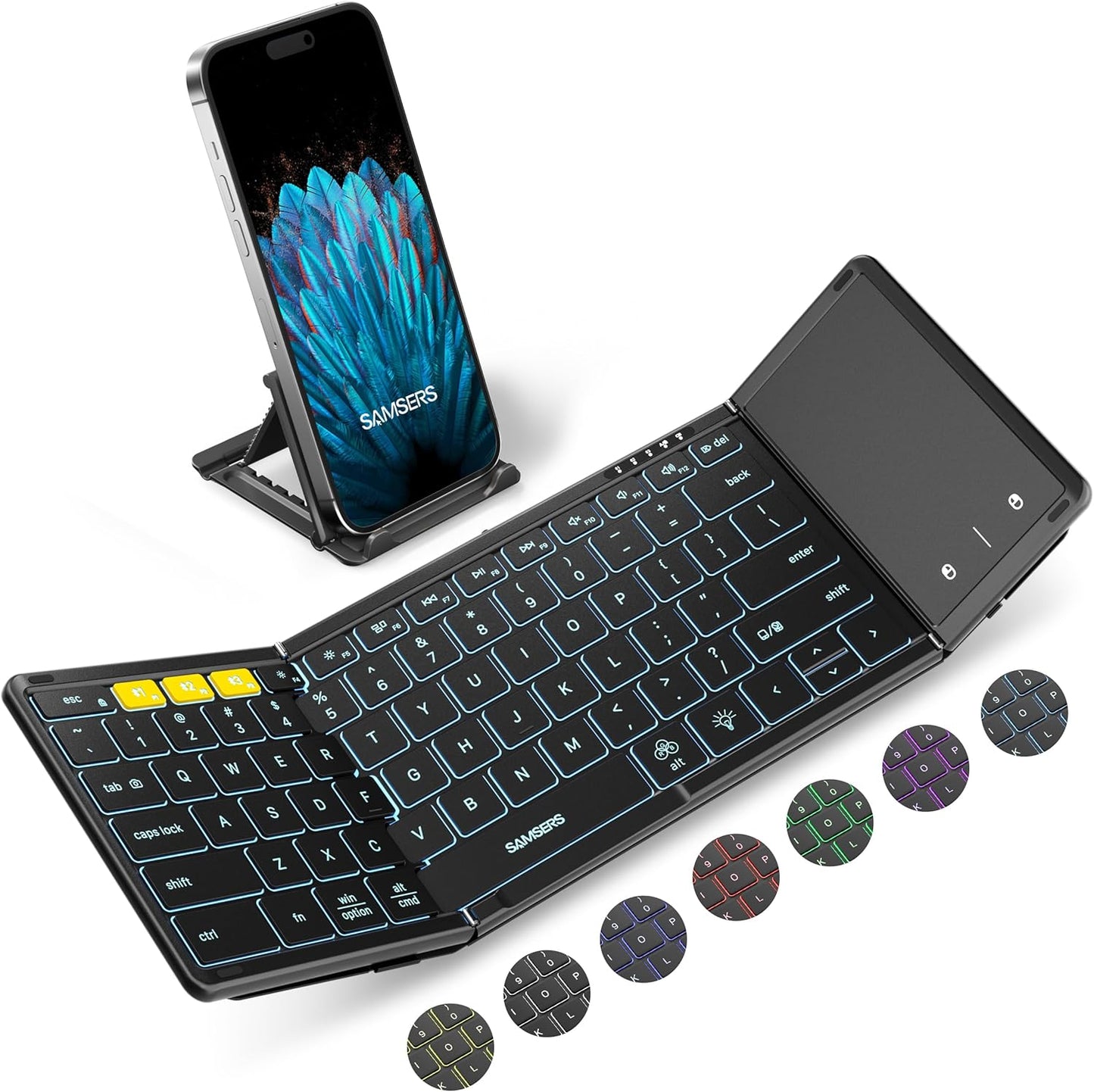 Portable Tri-Device Bluetooth Keyboard - Samsers