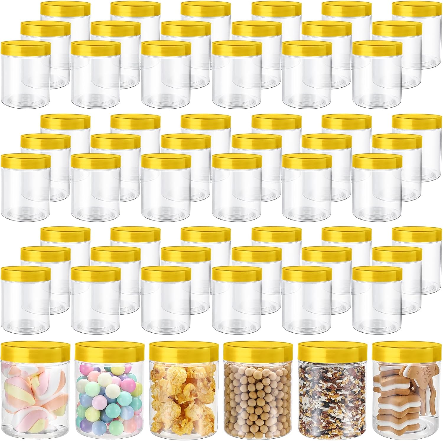 60 Pcs 8 oz Plastic Jars with Lids for Travel and Storage