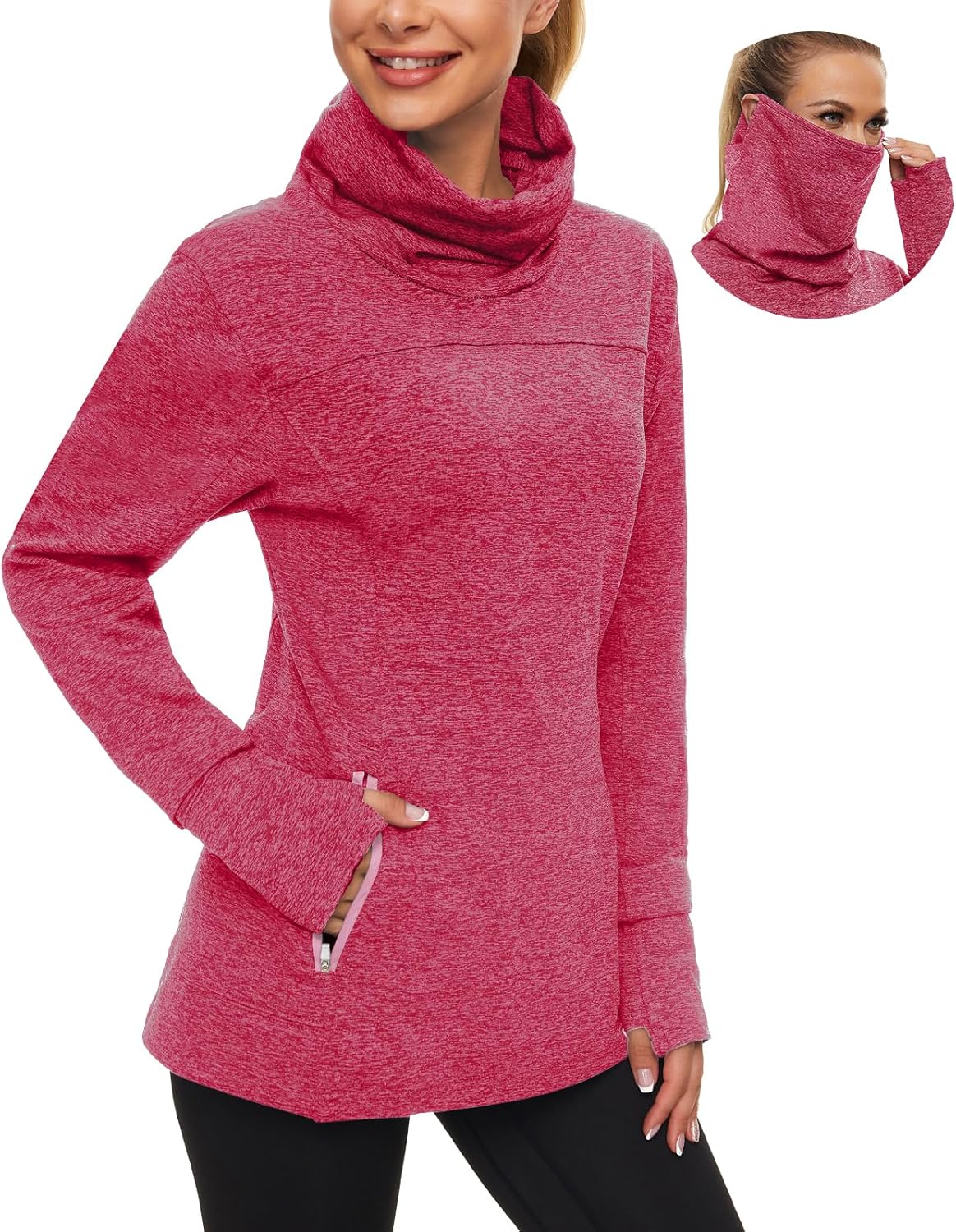 Soneven Women's Running Fleece Sweatshirt with Thumb Holes