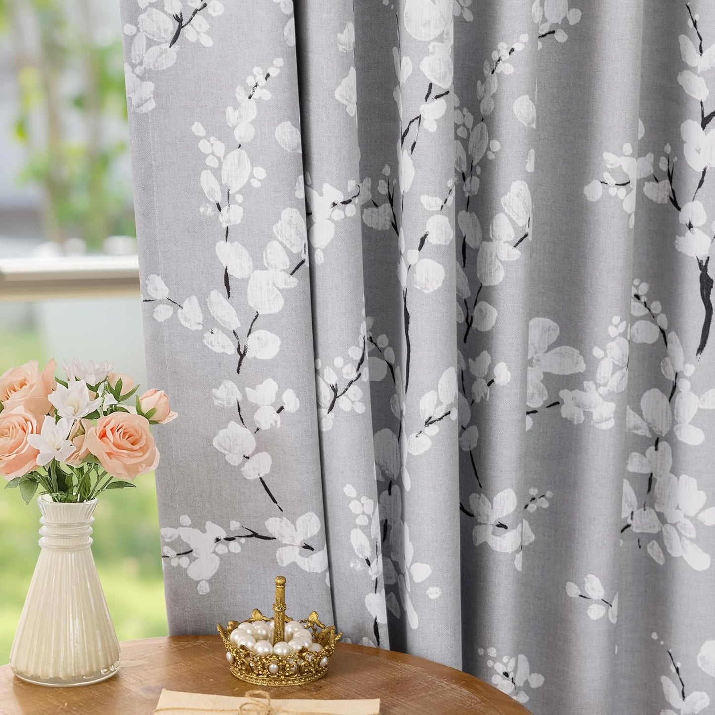 FMFUNCTEX 100% Blackout Floral Curtains for Cozy Bedrooms