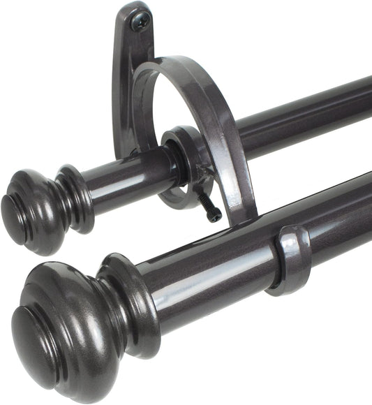 Decopolitan Urn Telescoping Double Drapery Rod Set for Stylish Windows