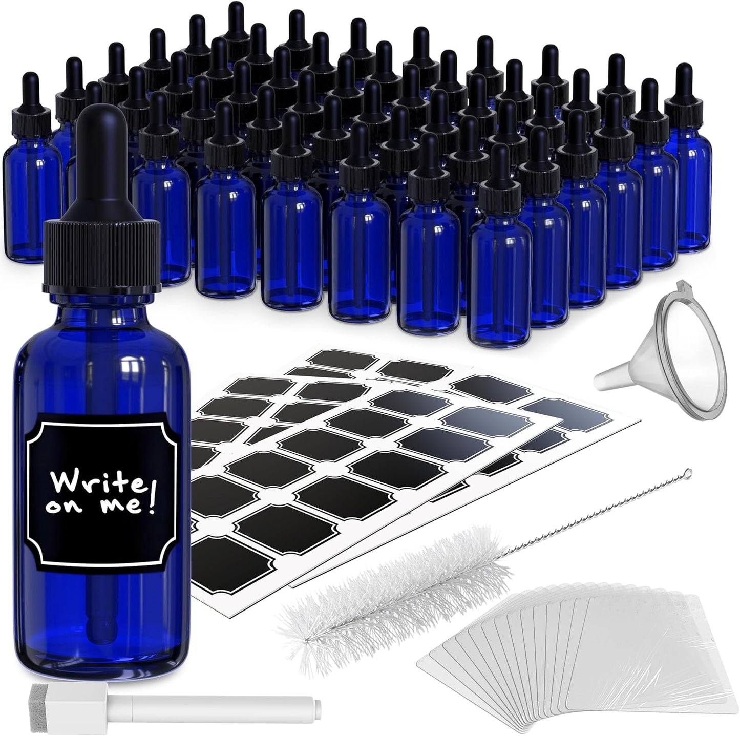 Cobalt Blue Glass Dropper Bottles 1 Oz Set for All Uses