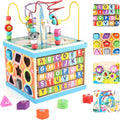 Wooden Activity Cube for Toddlers 5-in-1 Learning Toy - Compact Play