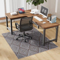 Blue&Black Checkered Diamond-Pattern Computer Chair Mat for Hard