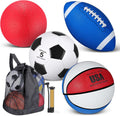 Lenwen 4 Pcs Sports Balls Set with Pump and Bag - Official Sizes
