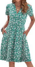 AUSELILY Womens Summer Dresses 2025 V Neck Floral Sundress breathable